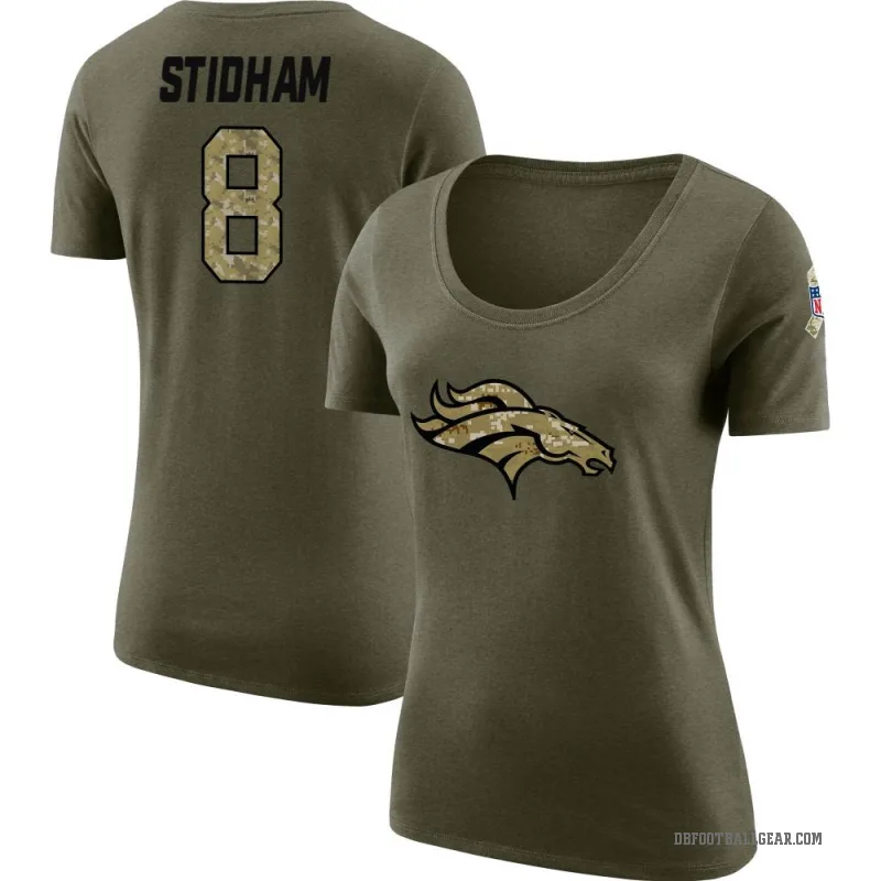 Jarrett Stidham Women's Olive Denver Broncos Salute to Service Scoop Neck T-Shirt